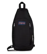 Morral tipo bandolera de diseño ergonómico, color negro, con compartimento principal con cierre y bolsillo frontal con cierre. Incluye correa ajustable para llevar cruzado y asa superior.