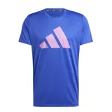 Remera de running azul con logo de Adidas en color lila.