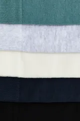 Pack de cinco pares de medias de punto fino en colores negro, azul marino, crudo, gris melange y verde. Presentan borde superior elástico.