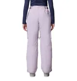 Pantalón de esquí Columbia modelo Coreshot, color lila, con tecnología impermeable y transpirable Omni-Tech. Presenta bolsillos cargo laterales, bolsillos con cremallera, cintura ajustable, rodillas articuladas y refuerzos en el dobladillo.