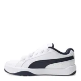 Championes urbanos Puma Park Life Style Easy, color negro con detalles en blanco. Presentan un diseño de corte bajo con cordones anchos, suela de goma blanca y el logo de la marca en el lateral.