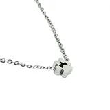 Collar de acero plateado con dije en forma de huella animal.