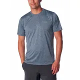 Remera técnica deportiva Columbia Hike Crew Omni-Wick, color azul marino melange, de manga corta y cuello redondo. Cuenta con el logotipo de la marca estampado en el pecho.