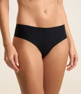 Kit de dos bombachas boyshort de microfibra cortadas con láser, una color beige y otra negra.