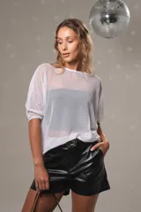 Remerón de red blanca de manga 3/4.