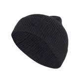 Gorro de lana Adidas modelo Ev.Ic Beanie de tejido acanalado en color negro, con pequeño logo del Trifolio metálico al frente.
