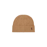 Gorro beanie Polo Ralph Lauren de tejido de punto con diseño de ochos y dobladillo acanalado. Cuenta con el logotipo del jugador de polo bordado en contraste.