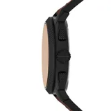 Reloj Fossil Machine con caja negra de 42mm, esfera marrón con cronógrafo y correa de cuero marrón.