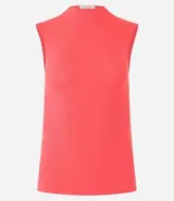 Blusa sin mangas de calce ajustado, confeccionada en tejido de viscosa con textura acanalada y cuello alto.