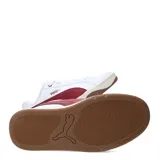 Championes Puma Park Lifestyle Easy, color blanco con detalles en bordó y suela de goma marrón.
