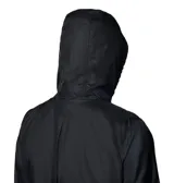 Campera cortaviento Columbia modelo Flash Forward II, color negro, con capucha ajustable, cierre frontal y bolsillos laterales con cremallera. Cuenta con tecnología Omni-Shield y protección solar Omni-Shade.