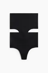 Pack de dos bombachas tipo colaless de tiro alto con efecto moldeador de vientre plano y refuerzo interior.
