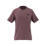 Remera deportiva color borgoña de corte clásico, con logo de Adidas estampado en negro en el pecho.