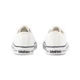 Zapatillas urbanas John Foos modelo 182 Original, de lona blanca con forrería de algodón, plantilla extraíble de goma eva, cordones de algodón, ojalillera de aluminio y suela de caucho vulcanizado.