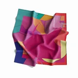 Pañuelo cuadrado de seda con estampado abstracto multicolor.
