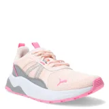 Championes Puma Anzarun 2.0 de malla color salmón con detalles en gris y rosa.