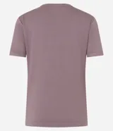 Blusa básica de manga corta con cuello en V, confeccionada en tejido de viscosa con elastano. Presenta un diseño liso y corte ajustado.