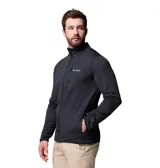 Campera de polar con cierre frontal completo, cuello alto y diseño de textura de rejilla. Cuenta con un bolsillo vertical en el pecho con cierre y bolsillos laterales. Incluye tecnología Omni-Wick para control de humedad.