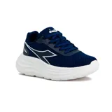Championes de running Diadora modelo Glace L, color azul marino con suela blanca. Confeccionados en tejido knit transpirable y entresuela de phylon para mayor amortiguación.