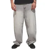 Pantalón jean Quiksilver modelo Skater Ollie, color gris con efecto acid wash y corte holgado.