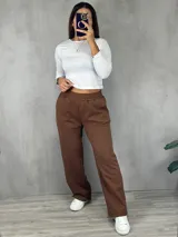 Pantalón de jogging gris melange, de corte amplio y cintura elástica.