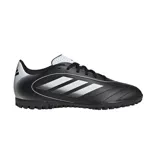Championes de fútbol Adidas Goletto IX para pasto sintético, color negro con detalles en blanco. Exterior sintético suave con acolchado y perforaciones. Suela de caucho con taches. Ajuste clásico y cierre de cordones.