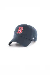 Gorra de béisbol azul marino con logo bordado en relieve de los Boston Red Sox en rojo y blanco.