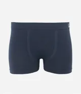 Calzoncillo bóxer azul marino de microfibra sin costuras y con textura de rayas horizontales.