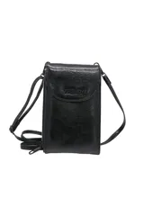 Billetera tipo sobre color camel con correa desmontable y cierre con solapa.