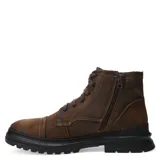 Botas de cuero negro con cordones, diseño acordonado y suela de goma robusta con relieve.