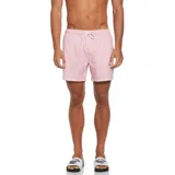 Short de baño de corte clásico con estampado de monograma en color rosado y blanco. Cuenta con cintura elástica con cordón de ajuste y logo de la marca en el lateral.