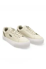 Championes urbanos Discovery modelo Casual Banda, color beige con suela blanca de plataforma y detalles en negro.