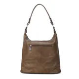 Cartera color crema con apertura superior con doble cierre, bolsillo frontal con tapa con broche magnético y cierre, bolsillos internos y laterales con cierre. Incluye correa larga regulable y desmontable.