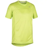 Remera deportiva Topper de manga corta, color amarillo neón, con cuello redondo y paneles laterales de malla transpirable para mayor ventilación.