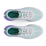 Championes de running Under Armour Flow Velociti, con tecnología de amortiguación Flow de una sola pieza y parte superior Warp para mayor sujeción y transpirabilidad. Diseño en tonos blanco, violeta y verde agua.