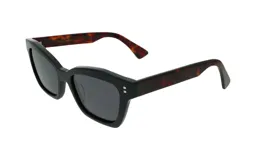Lentes de sol LULU con montura de acetato negra y patillas de carey.