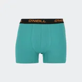 Calzoncillos tipo bóxer de la marca O'Neill, color verde oscuro, con cintura elástica negra que presenta el logo de la marca en color blanco.