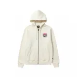 Campera con capucha y cierre frontal completo, color blanco crema, con estampa pequeña en el pecho con el logo de Vans.