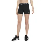Shorts deportivos Nike Pro 365, color negro, de corte ajustado y tiro alto con banda elástica ancha que lleva el logo 'NIKE PRO' en blanco. Presenta el logo Swoosh blanco en la pierna izquierda.