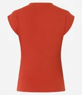 Blusa de manga corta, cuello redondo y corte ajustado, confeccionada en tejido rib de algodón.