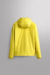 Chaqueta acolchada Zara Athleticz de color amarillo, confeccionada en tejido técnico y ligero. Cuenta con cuello subido y capucha, manga larga con puños elásticos, bolsillos frontales con cierre de cremallera oculta y cierre frontal con cremallera.