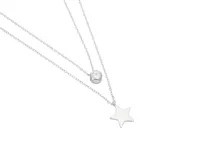 Collar doble de plata 925 con dije de circonia y dije de estrella.