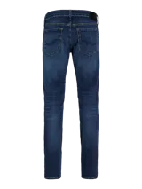 Jeans de corte slim fit en denim azul con efecto lavado, confeccionados en tejido elástico con mezcla de algodón y lyocell.