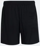 Short negro de viscosa con cintura elástica, cordón de ajuste y bolsillo trasero.