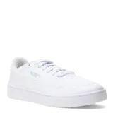 Championes Puma Court Lally de cuero sintético blanco, con suela de goma y logo de la marca en el lateral.