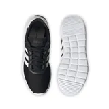 Championes adidas Lite Racer 3.0 de diseño deportivo, confeccionados en malla transpirable color negro con las icónicas tres bandas laterales en blanco y suela de espuma blanca.
