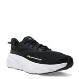Championes de running Under Armour modelo Rogue 6, color negro con suela blanca. Presentan diseño de malla transpirable, refuerzos laterales y logo de la marca en el lateral y la lengüeta.