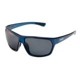 Lentes de sol MDQ modelo Taola, con armazón envolvente azul translúcido y lentes oscuros.