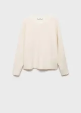 Jersey de punto grueso con cuello redondo y manga larga, de diseño recto y acabado suave.