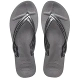 Sandalias tipo ojota Havaianas color negro, con diseño de plataforma y tiras finas con textura grabada.